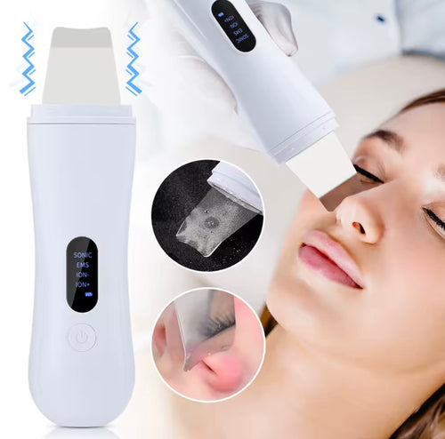 Épurateur de peau à ultrasons – Spatule de nettoyage facial ionique 4 modes – Dispositif de peeling et lifting du visage – Nettoyage en profondeur et soin de la peau