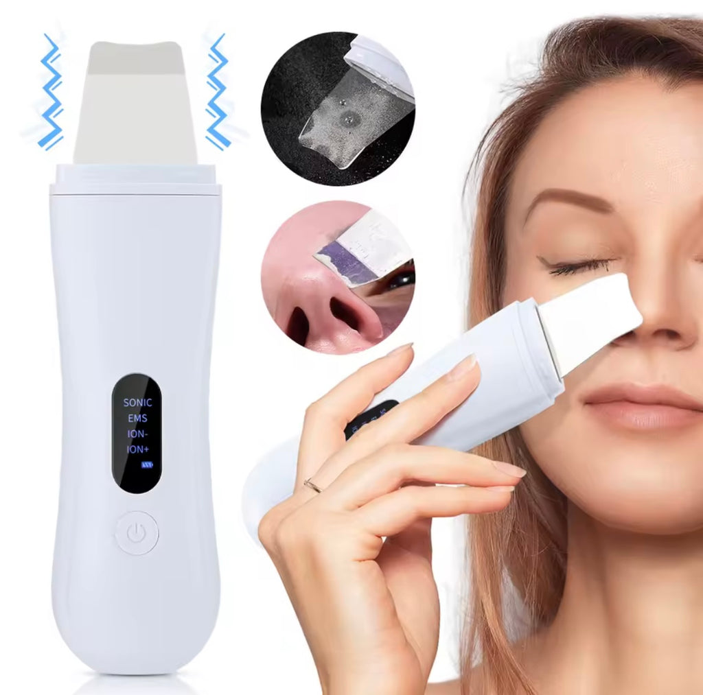 Épurateur de peau à ultrasons – Spatule de nettoyage facial ionique 4 modes – Dispositif de peeling et lifting du visage – Nettoyage en profondeur et soin de la peau